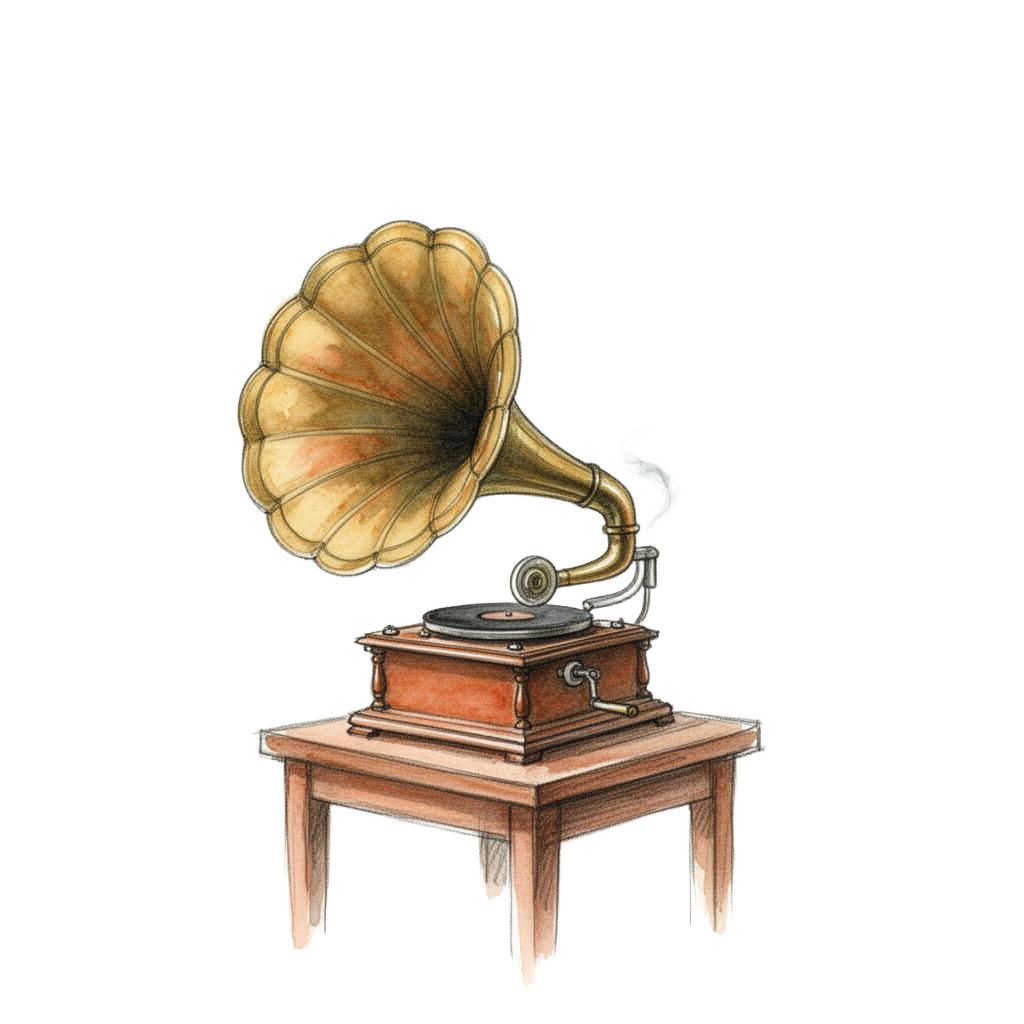 Watercolor gramophone — click to play a rare 1936 fragment