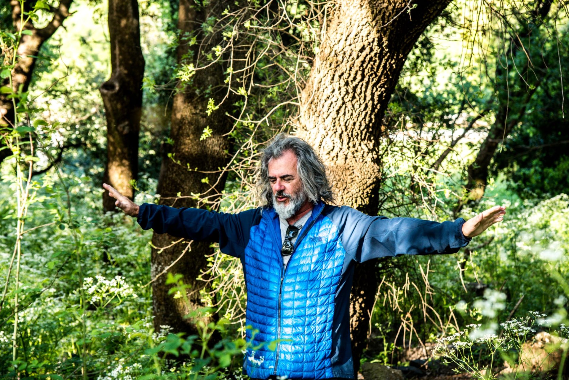 Baruch Shmulewitz among trees in a forest